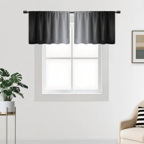 Vista 89 de SimpleHome Cortinas Pequeñas Negras Impermeables con Bolsillo para Barra Suave para Cocina, Cortinas Impermeables con Bolsillo para Barra