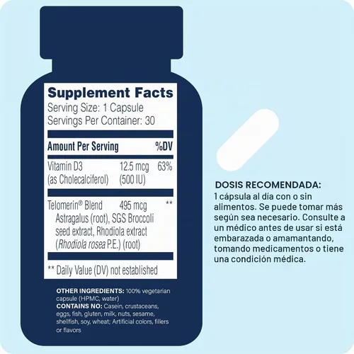 Vista 2 de Enzyme Science Telomere Pro - Salud celular, sin OMG - 30 cápsulas