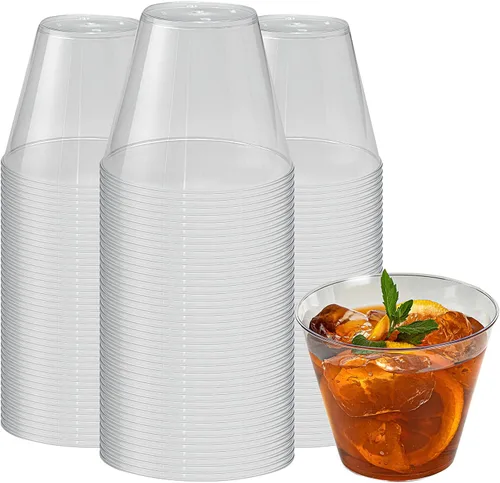 Vista 20 de Restaurantware RW Base - Vasos de fiesta de 8 onzas, 20 vasos de chupito desechables, con borde enrollado, vaso de cóctel de plástico transparente