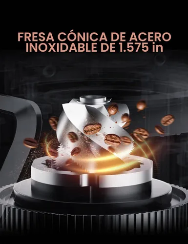 Vista 4 de Emojoy - Molinillo de café eléctrico, molinillo de granos de café con 30 ajustes de molienda, molinillo de café para uso doméstico, pantalla táctil