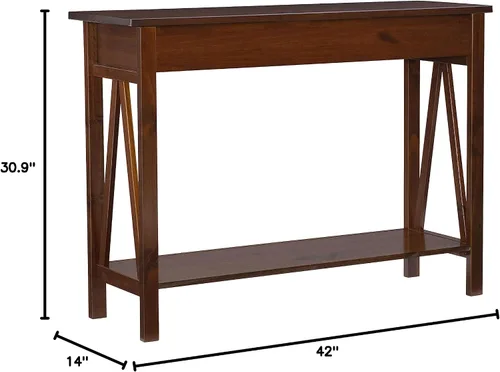 Vista 17 de Mesa de consola Linon, modelo Titian, en color tabaco antiguo