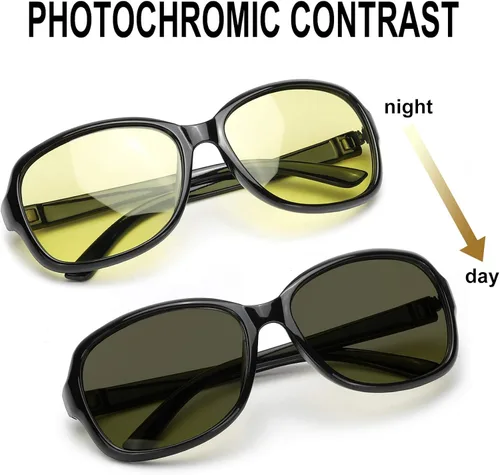 Vista 4 de SIPHEW Gafas de visión nocturna HD para mujeres que conducen lentes polarizados de conducción nocturna lentes amarillas antirreflejos para la noche