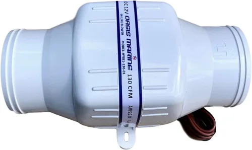 Vista 3 de Oasis Marine Soplador de aire eléctrico en línea para barco de sentina de 3 pulgadas y 12 V