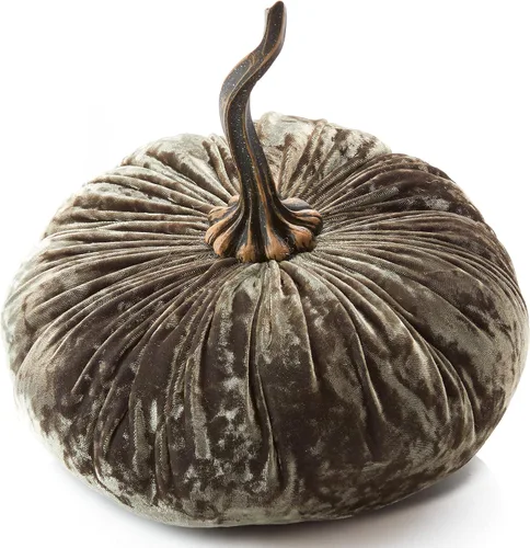 Vista 15 de Your Heart's Content Calabaza de terciopelo de 9 pulgadas, decoración de otoño hecha a mano, centro de mesa de boda de otoño, decoración rústica
