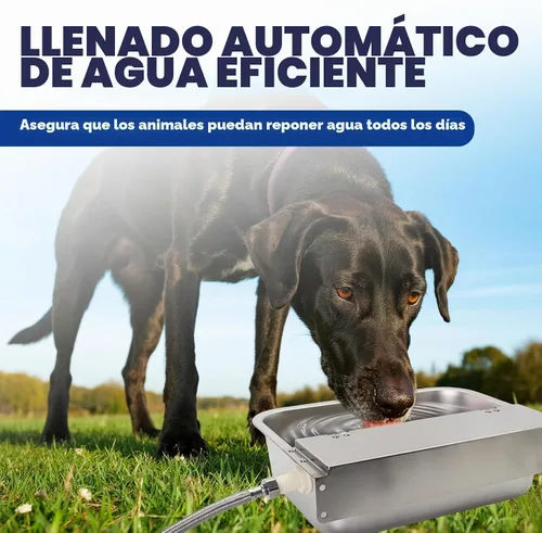 Vista 5 de Dispensador automático de agua para perros de 2.5 galones, acero inoxidable 304 con sistema de drenaje + manguera de 6.56 pies + válvula