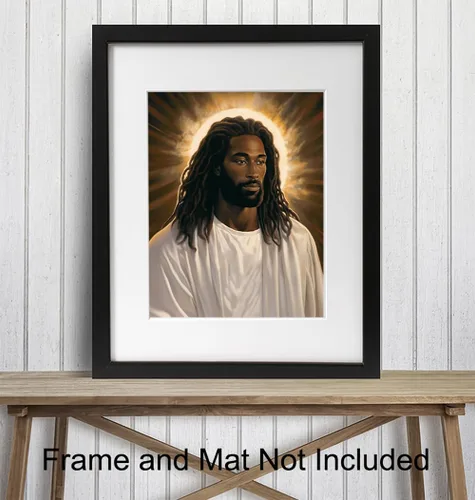 Vista 3 de Decoración de pared de Jesús para hombres negros - Arte de pared cristiano Póster de Jesús para mujeres - Arte de versículos bíblicos Decoración