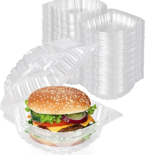Vista 10 de Stock Your Home - Envase de plástico para llevar alimentos y postres, 25 unidades de 5 x 5 pulgadas, envases de plástico con bisagras, desechables