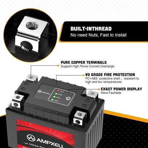 Vista 5 de YTZ5S/YTX4L-BS Batería de litio de la motocicleta 12V 2.5Ah 150A Reemplazo YTX5L-BS Powersport Batería, motocicleta, ATV, UTV, ciclomotor, 4 ruedas