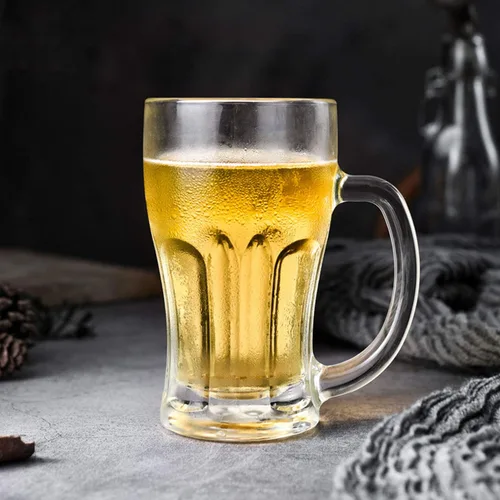 Vista 3 de QAPPDA Juego de tazas de cerveza, tazas de vidrio con asa de 18 onzas, vasos de cerveza grandes para congelador, vasos de cerveza de 17.6 fl oz