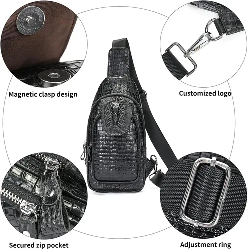Vista 156 de LUKZIJAES Bolso bandolera de cuero genuino para hombre