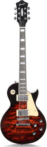Vista 2 de Grote Guitarra eléctrica de cuerpo sólido LPYS-006 Maple Neck Ideal para todos los niveles con Gigbag (marrón antiguo)