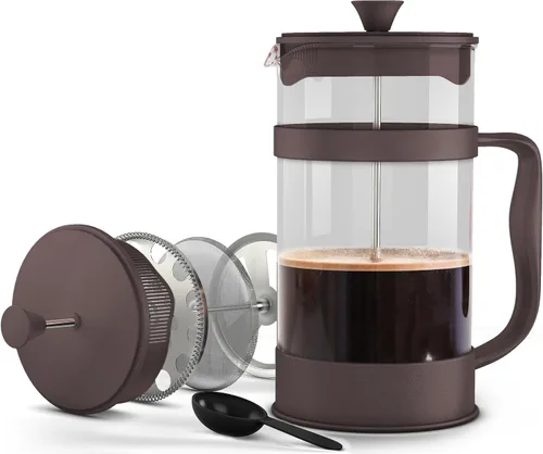 Vista 15 de Utopia Kitchen French Press - Cafetera de café expreso y té con filtros triples, émbolo de acero inoxidable y vidrio de borosilicato resistente al