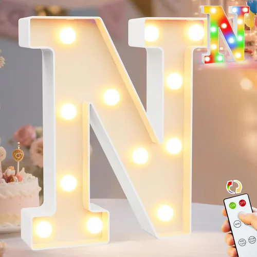 Vista 48 de Pooqla Letras con luces LED de marquesina, letras decorativas iluminadas en blanco cálido y blanco frío, letras del alfabeto iluminadas para niños