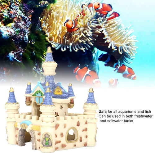 Vista 2 de Zerodis Decoración de castillo de resina para acuario, decoración de castillo de peces, decoración de castillo de resina, cueva, decoración de peces