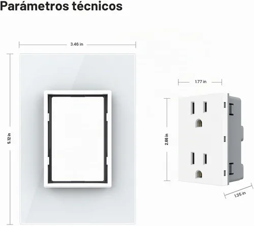Vista 5 de LIVOLO Enchufes eléctricos verticales estándar de Estados Unidos con panel de vidrio templado (15A), CA 110 ~ 220 V, no salida GFCI