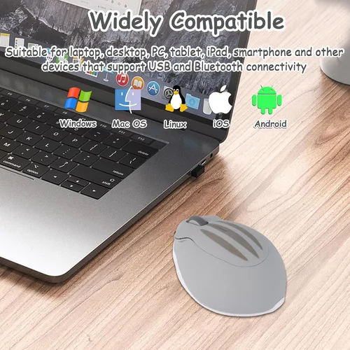 Vista 7 de Ratón inalámbrico Bluetooth lindo ratón de hámster de dibujos animados con receptor USB 2.4 GHz y Bluetooth modo dual silencioso Kawaii USB
