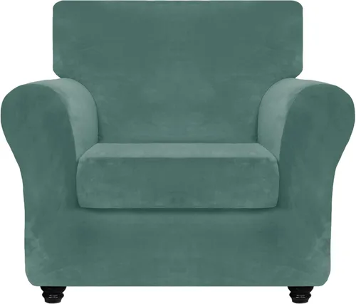 Vista 18 de ZNSAYOTX Fundas elásticas para silla de terciopelo de lujo con brazo, 2 piezas, para sala de estar, funda gruesa y suave, antideslizante, protector