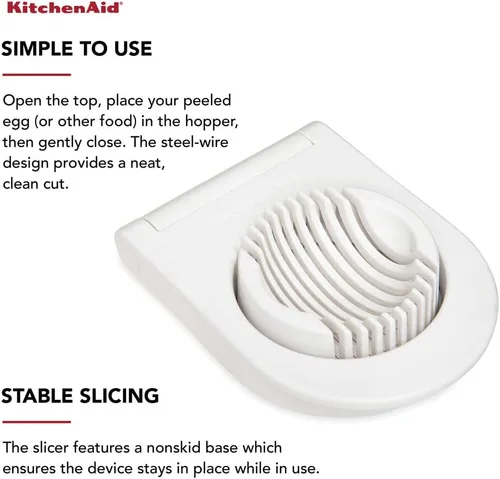 Vista 4 de KitchenAid Cortador de huevos clásico con alambres de acero inoxidable, 9 pulgadas, blanco