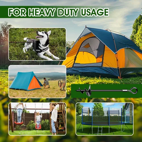 Vista 6 de Anclajes de Tierra, Anclajes para Columpios de Servicio Pesado, Anclaje de Tierra en Espiral para Trampolín, Camping, Cobertizo, Toldos, Anclaje