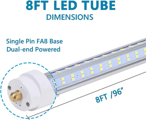 Vista 5 de 10 bombillas LED de 8 pies, luz diurna de 120 W, 19000 lm 5000 K, súper brillante, tubo de luces LED T8 T10 T12, luces LED FA8 de un solo pin