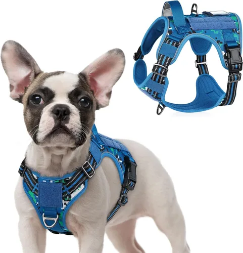 Vista 53 de rabbitgoo Arnés táctico para perros pequeños, chaleco de servicio militar sin tirones con asa y Molle, de fácil control para entrenar y caminar