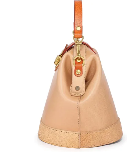 Vista 9 de OLD TREND Bolso bandolera Doctor Bucket Bolso lujoso y versátil para mujer Cuero de vaca genuino