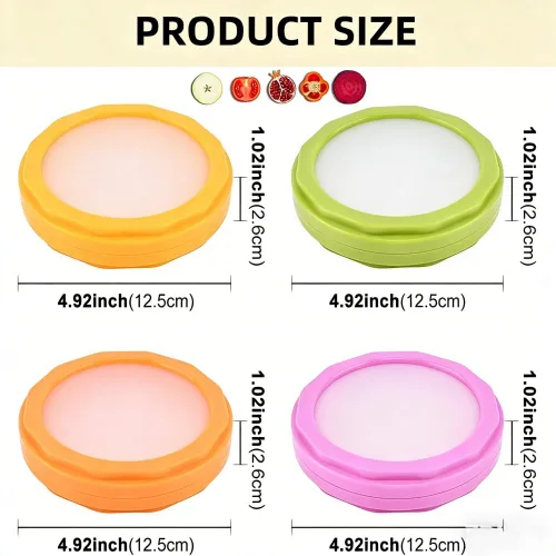 Vista 2 de Almacenamiento de aguacate y cebolla, juego de 4 recipientes reutilizables de silicona de doble cara para almacenamiento de alimentos para cápsulas