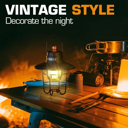 Vista 5 de Linterna de camping LED EverBrite, linterna recargable USB C con 3 modos de luz, linternas vintage para exteriores con función de banco de energía