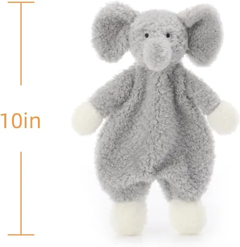 Vista 5 de Apricot Lamb Manta de seguridad de animales de peluche, elefante gris, manta de personaje para guardería, felpa de lujo para acurrucarse