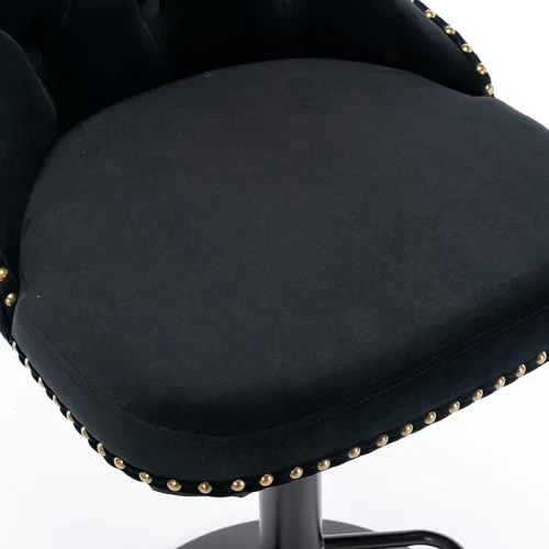 Vista 7 de LKTART Juego de 2 taburetes de bar giratorios con altura de asiento ajustable, taburetes de bar tapizados de terciopelo con base cromada