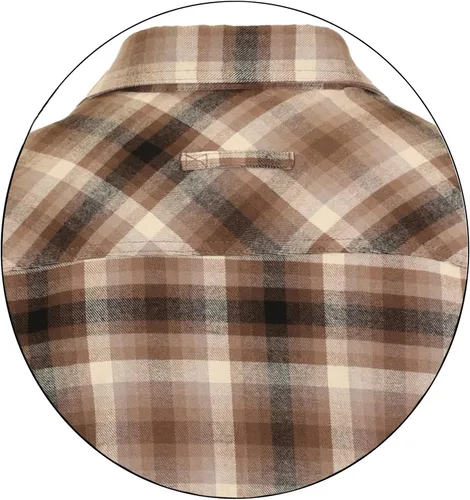 Vista 4 de Gioberti - Camisa a cuadros de franela cepillada de 100% algodón con contraste de pana para hombre