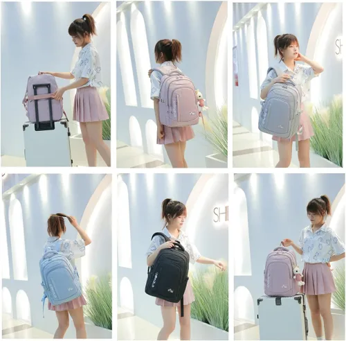 Vista 6 de VIDOSCLA Mochila de primaria para niños, mochila de escuela primaria, mochila para niñas y estudiantes al aire libre, gris, L, Mochilas tipo mochila