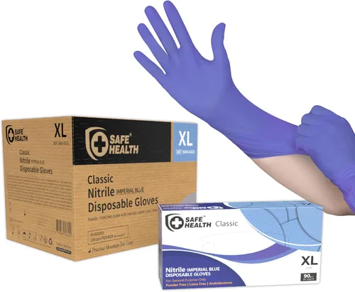 Vista 6 de Safe Health Nitrile Disposable Gloves, 3.5 Mil, Imperial Blue, Powder Free, Latex Free, Tattoo, Beauty, Salon, Car