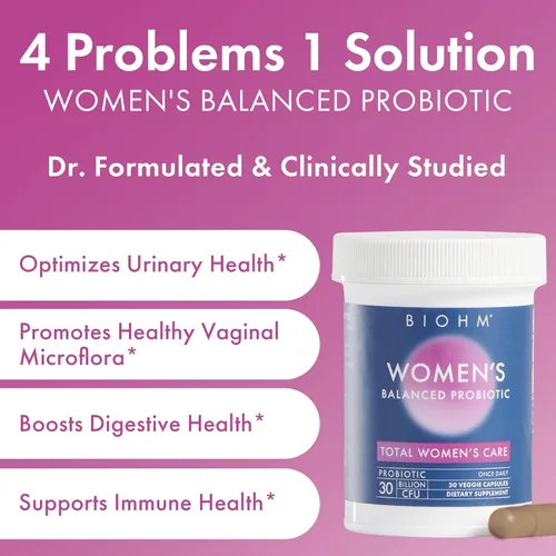 Vista 7 de BIOHM Paquete de prebióticos y probióticos para mujeres, suplemento de fibra con inulina y pectina de manzana en polvo, 60 cápsulas con probióticos