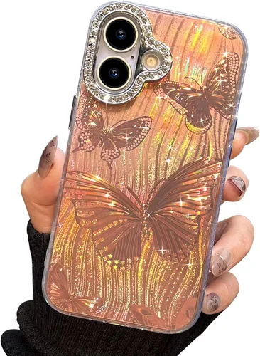 Vista 87 de I-MGAE-IN-AR Funda compacta para iPhone 11, diseño de mariposa, marco de protección de lente de cámara con diamante 3D, bonitas fundas protectoras