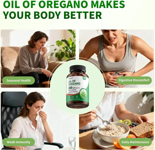Vista 10 de 300 cápsulas blandas de aceite de orégano salvaje Orgánico Aceites de orégano en cápsulas blandas Orgánico con aceite de semilla negra
