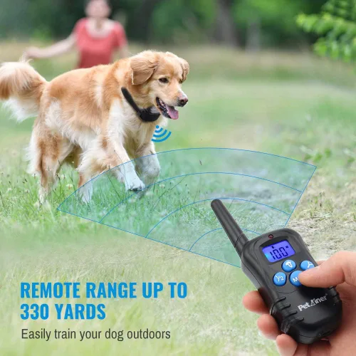 Vista 2 de Petrainer PET998DRB1 Collar de entrenamiento para perros recargable y resistente a la lluvia 330 yd Collar de entrenamiento remoto para perros