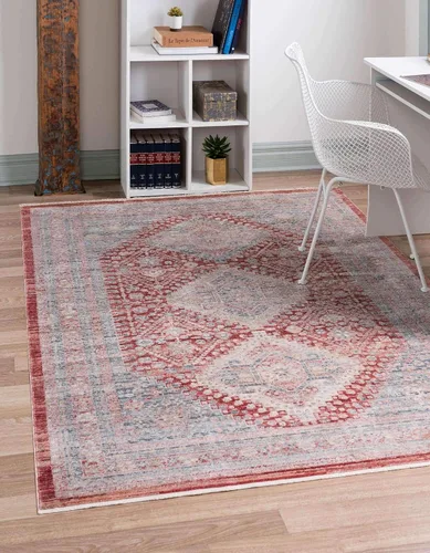 Vista 14 de Unique Loom Noble Collection - Alfombra de área Elizabeth (2' 2" x 3' 1" Rectángulo, Azul/Beige)