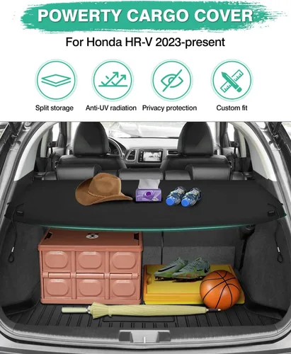 Vista 2 de Powerty Cubierta de carga para Honda HR-V HRV 2023 2024 2025, accesorios para maletero, cubierta retráctil de blindaje de maletero, cubierta