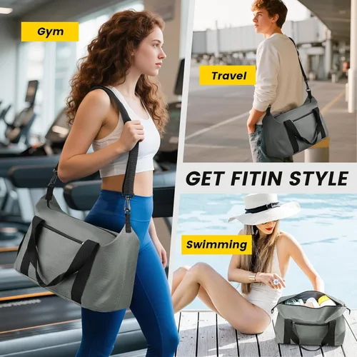 Vista 6 de Vorspack Bolsa de gimnasio pequeña Bolsa de lona de 14 pulgadas para viajes, bolsa de lona ligera para hombres y mujeres, bolsa de artículos