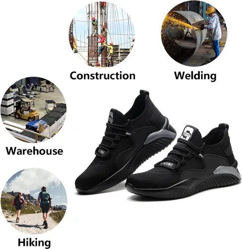 Vista 6 de Steel Toe Work Shoes for Men Women Lightweight Industrial & Construction Slip Resistant Puncture Proof Safety