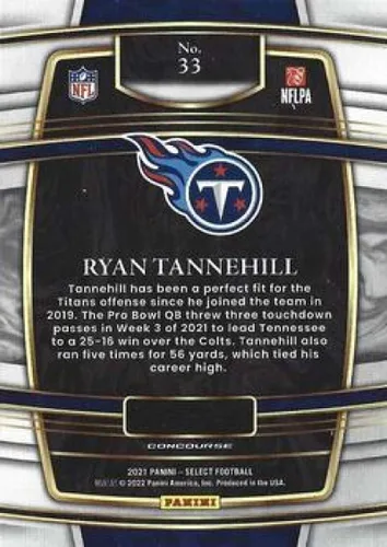 Vista 2 de 2021 Panini Select #33 Ryan Tannehill Concourse Tennessee Titans NFL Football Trading Card