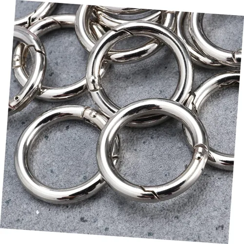 Vista 3 de TEHAUX 20 piezas Llavero Accesorios Mosquetón Acero Inoxidable Anillos de Salto de Acero Inoxidable Clip Mosquetón Redondo Metal O Anillo Anillo