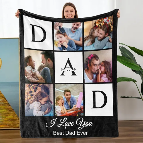 Vista 15 de TURMTF Manta personalizada con foto para mamá de hija e hijo, regalos de boda personalizados para ella, él, pareja, esposa, marido, novia, novio