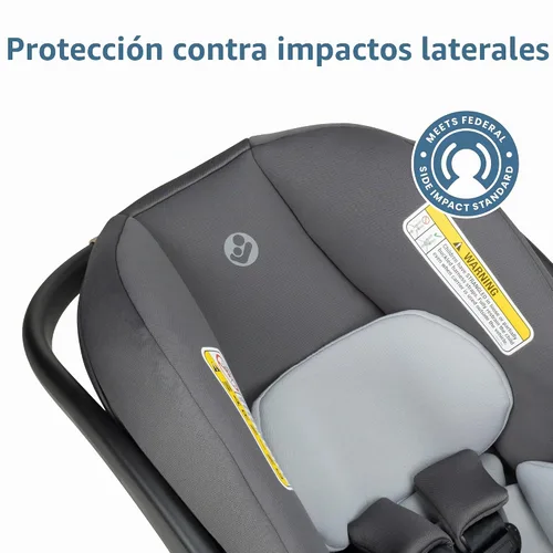 Vista 8 de Maxi-Cosi Mico Pro Asiento de automóvil infantil para bebé con base, silla ventilada, almohadilla suave para reposacabezas, pestillo de fácil