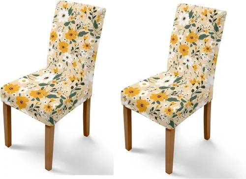 Vista 10 de HUGS IDEA Butterfly Dining Room Chair Covers Set of 2 Blue Marble Stretch Parsons Chair Slipcovers Washable Kitchen Chairs Protector Covers for