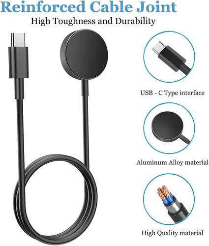 Vista 3 de Threeeggs Cargador para Samsung Galaxy Watch 5 Pro, cable de carga USB C con funda de aleación de aluminio para Galaxy Watch 5 Smartwatch de 3.3