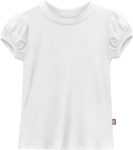 Vista 12 de City Threads Girls' Puff Short Sleeve Rashguard Swim Shirt negro