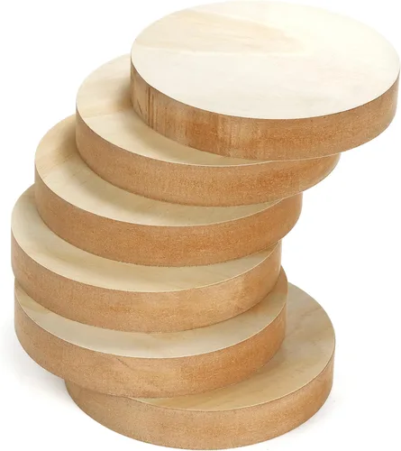 Vista 4 de DEAYOU Paquete de 6 círculos de madera MDF, tablero redondo de madera sin terminar de 6 pulgadas, placa de disco de madera para manualidades