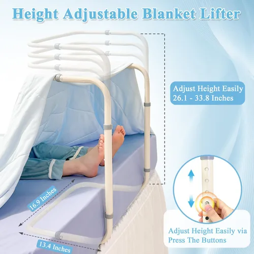 Vista 3 de Levantador de mantas, barra de elevación para pies, soporte ajustable para mantas, soporte para cama, tienda de campaña, elevador de sábanas